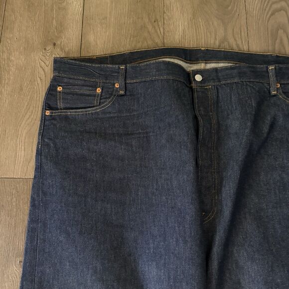 Levis 501 Original Fit Jeans Mens Size 52x32 Dark Wash Denim Blue Button Fly - Picture 10 of 16